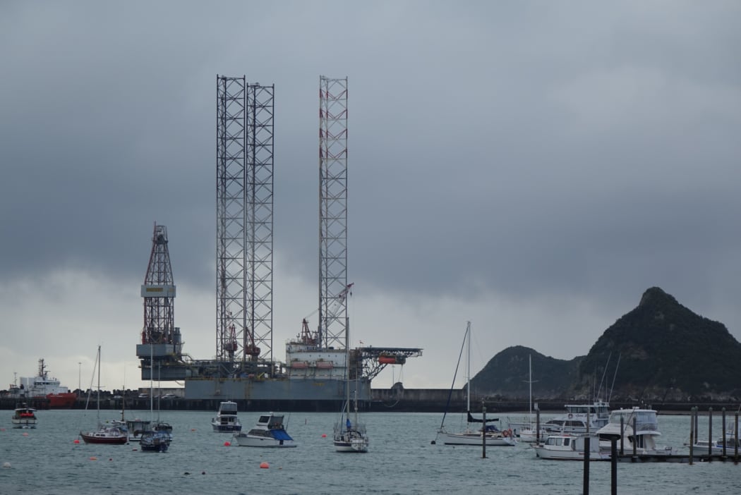 The Ensco 107 jack-up rig has been moored at Port Taranaki for several months.