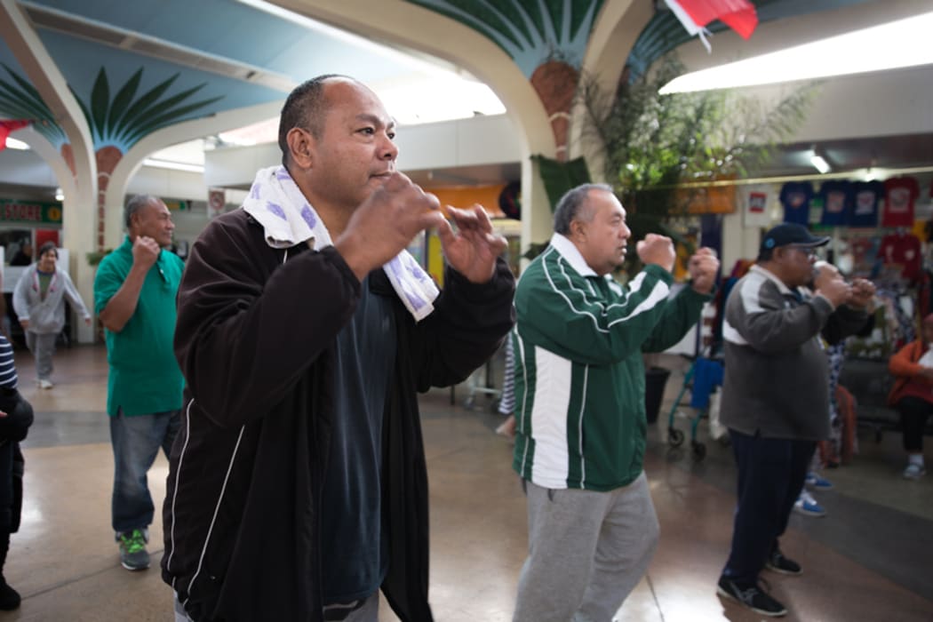 Isitolo Lemoe taking part in a Zumba session at Mangere Town Centre