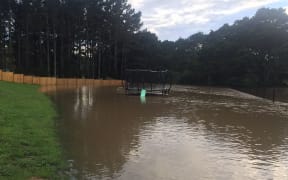 A flooded garden in Huapai, near Kumeu, north of Auckland.