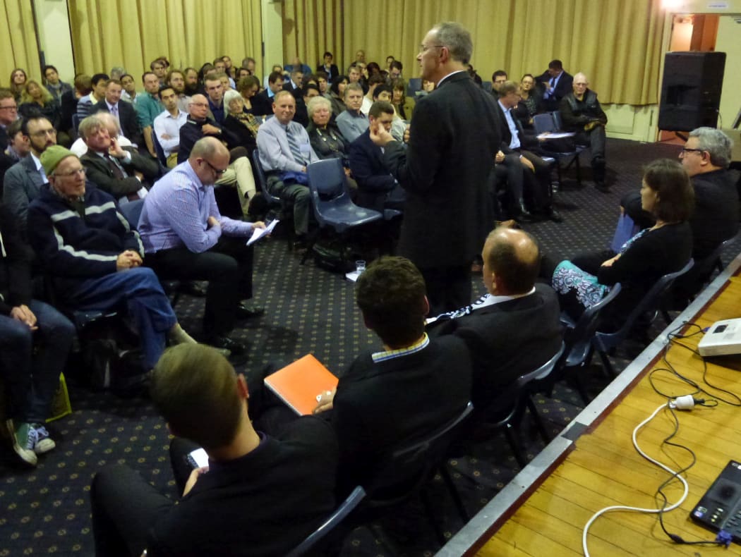 Labour's Phil Twyford addresses the Campaign for Better Transport meeting