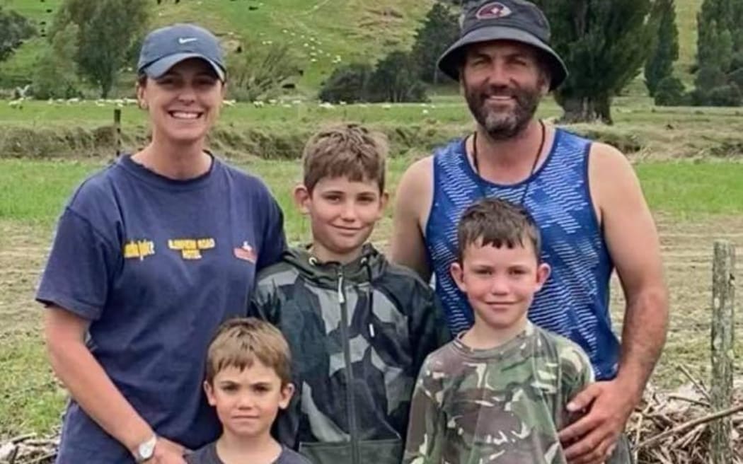 The Johnston family of Tinui a month after Cyclone Gabrielle first hit.