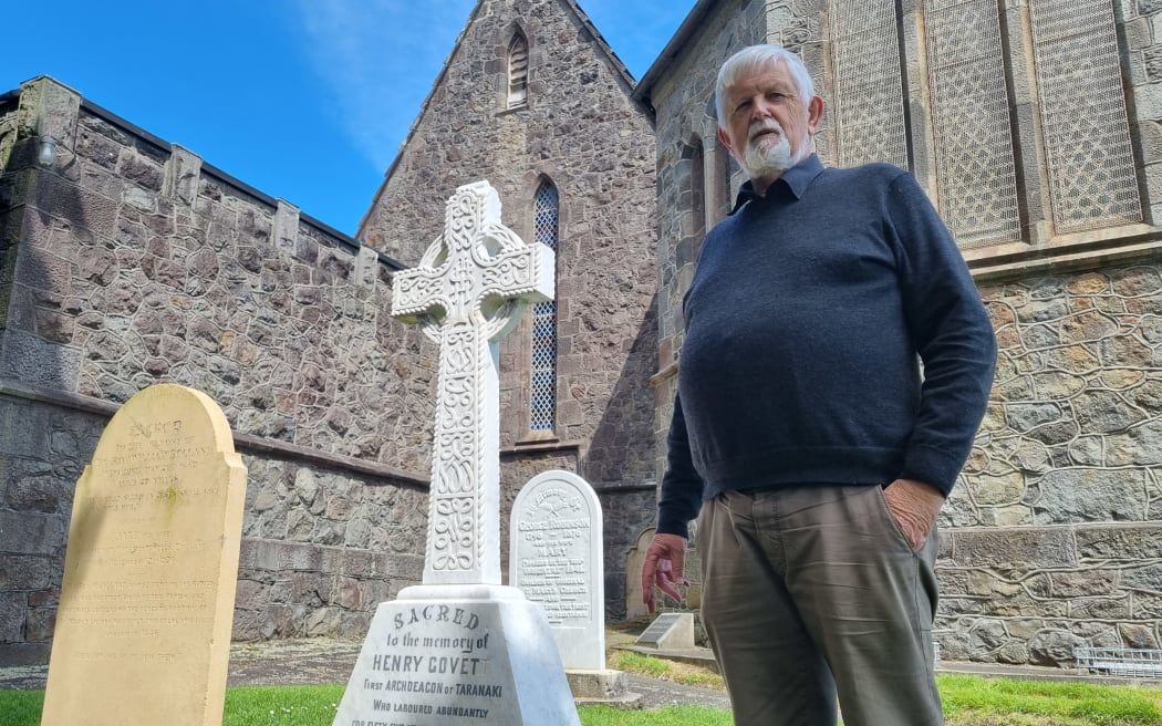Taranaki Heritage Month co-ordinator Rob Green outside the heritage-listed Taranaki Cathedral Church of St Mary in New Plymouth.