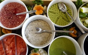 Japanese restaurant 
Japanese restaurant. Wasabi, pepper, ginger, vinegar. Ho Chi Minh City. Vietnam. 

GODONG / BSIP (Photo by GODONG / BSIP / BSIP via AFP)