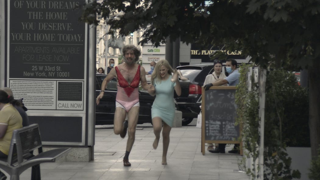 Sacha Baron Cohen and Maria Bakalova in Borat Subsequent Moviefilm