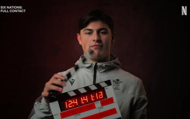 Welsh wing Louis Rees-Zammit in the Full Contact: Six Nations documentary series.
