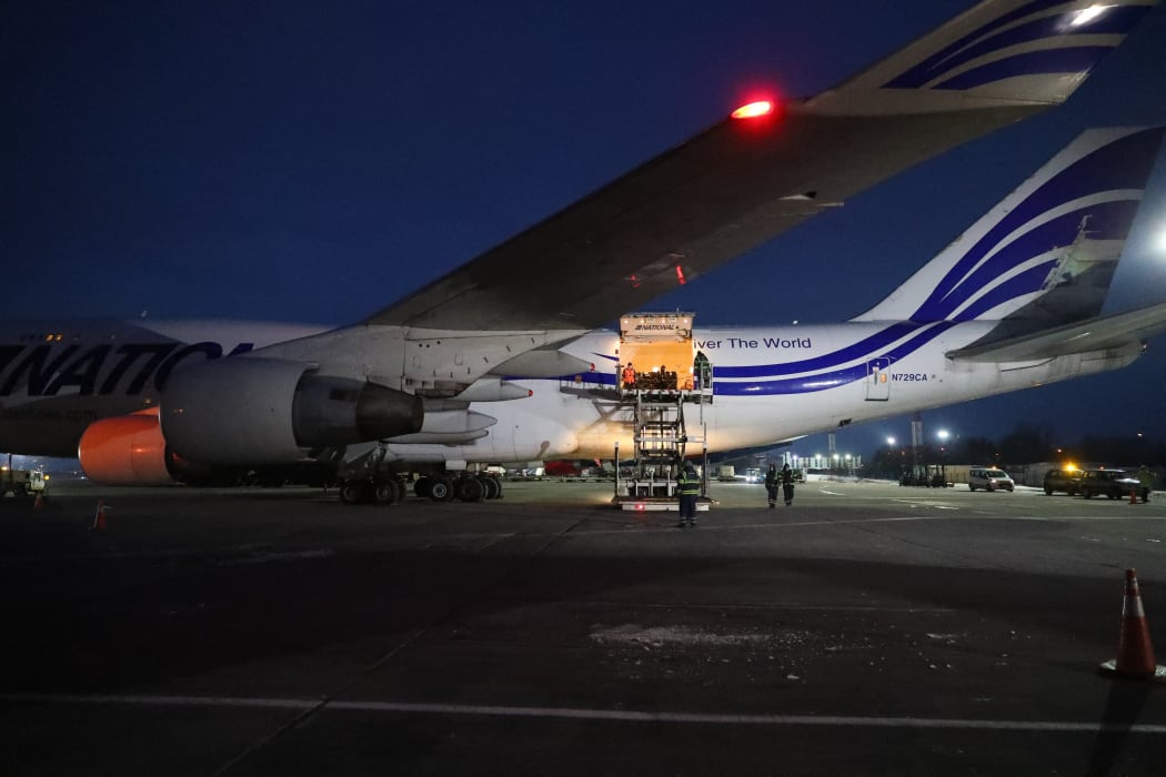Third shipment of $200 million of US defensive security assistance for Ukraine armed forces, including around 300 Javelins and ammunition, authorized by President Biden arrives at Boryspil Airport in Kyiv, Ukraine.