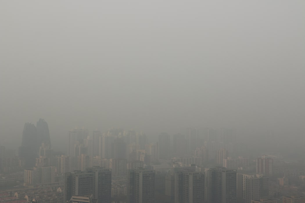 Authorities in Beijing issued a blue alert for pollution after the air quality index reached around 300 on 2 April.