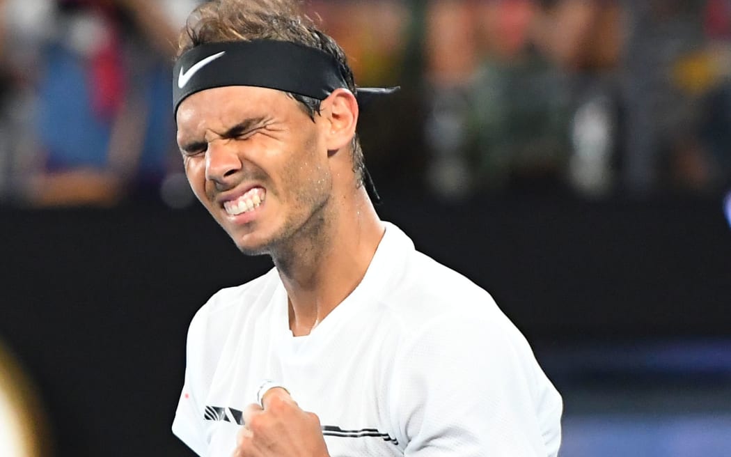 Rafael Nadal celebrates at the Australian Open.