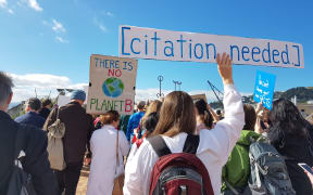 Protesters in Wellington against Trump's stance on science.