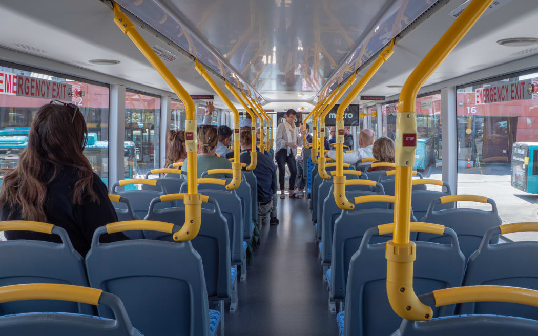 Inside the top deck of Canterbury's innovative new bus.