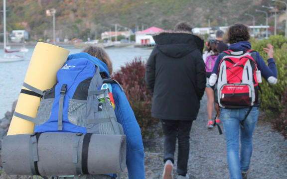 A photo of part of the challenge for pupils was carrying all their own gear on their backs