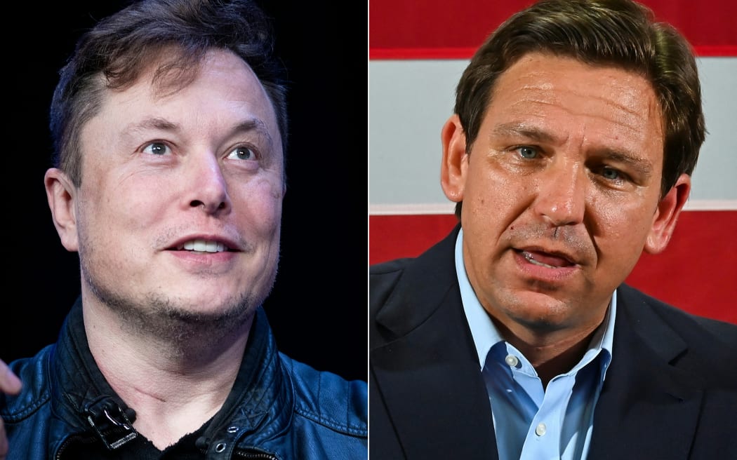 Twitter owner Elon Musk, left, hosted Florida Gov. Ron DeSantis on Twitter as DeSantis launched his 2024 presidential campain.
