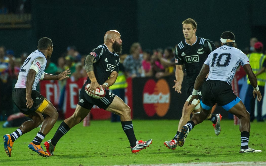 DJ Forbes in action in the third place playoff against Fiji in Dubai.