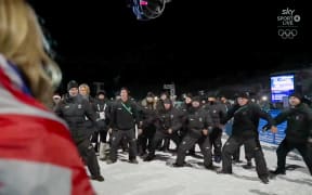 Team NZ perform haka for Zoi Sadowski-Synnott after silver medal win - 10 February 2026