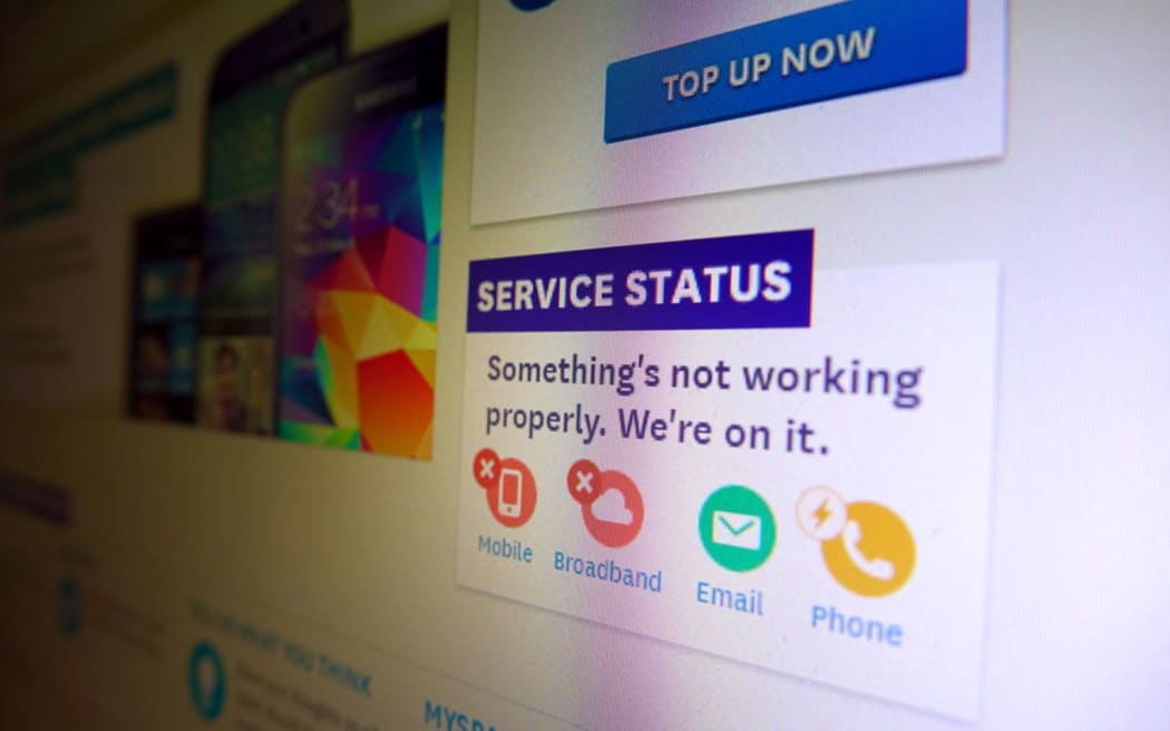 Spark's website showing problems with its network on Saturday night.