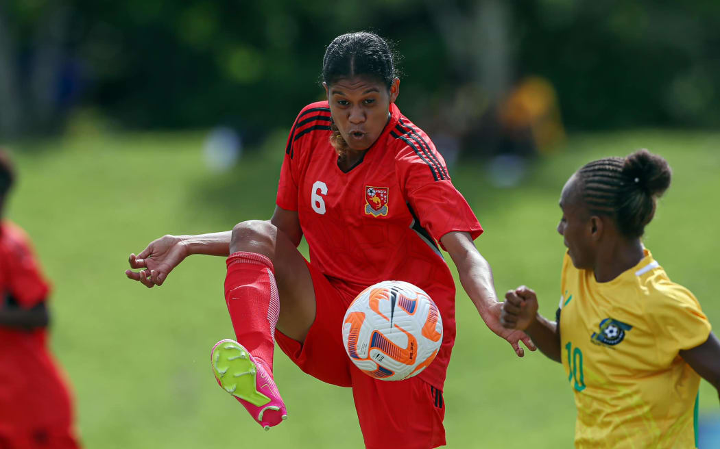 Papua New Guinea's Serah Waida. Women's Olympic Football Tournament, Oceania Qualifier, Papua New Guinea v Solomon Islands, FFS Football Stadium Apia, Samoa, Wednesday 7 February 2024. Photo: Shane Wenzlick / www.phototek.nz