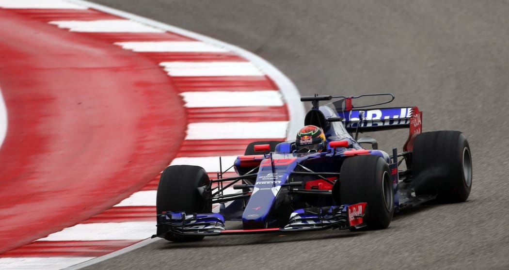The Kiwi driver in action for Toro Rosso during practice for the US Grand Prix.