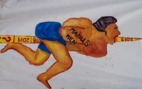 A painting by Manus Island refugee Thanus Selvarasa.