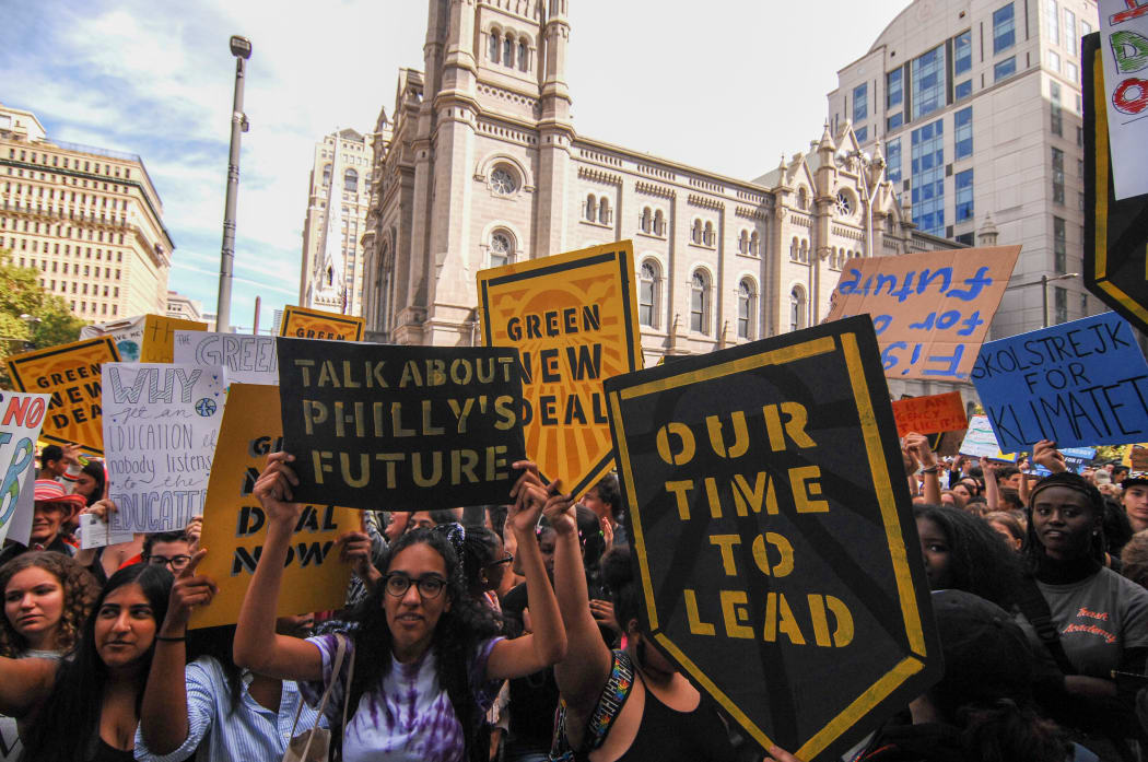 Thousands of students from across Philadelphia's school districts left their classes and took to the streets to protest climate inaction and demand real systemic change to deal with climate change and its effects in Philadelphia on September 20, 2019.