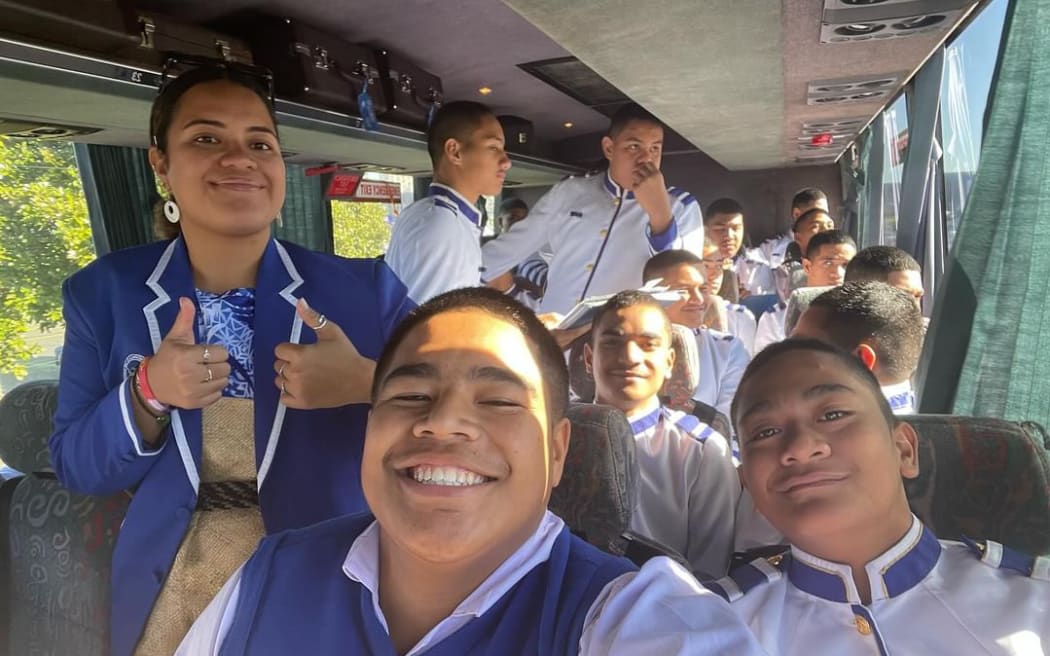 Members of Tupou College's brass band