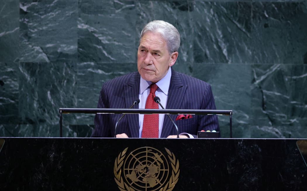 New Zealand’s Minister of Foreign Affairs Winston Peters speaks during the General Debate of the United Nations General Assembly at UN headquarters in New York City on September 26 2025.