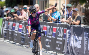Georgia Christie, winner of Cycling NZ Elite Womens Road Race 2018.