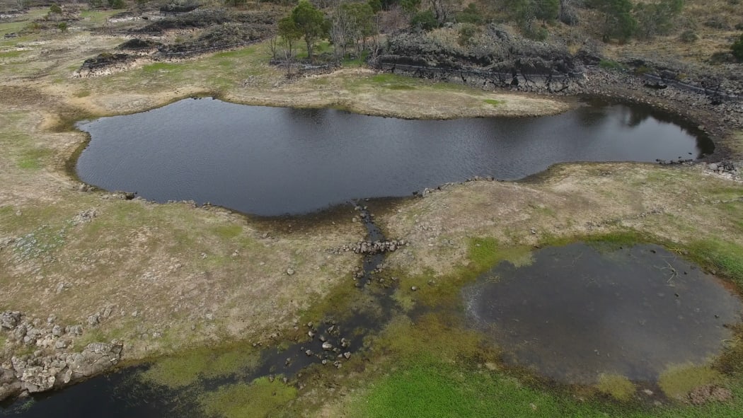 A channel and weir at Budj Bim, Victoria.