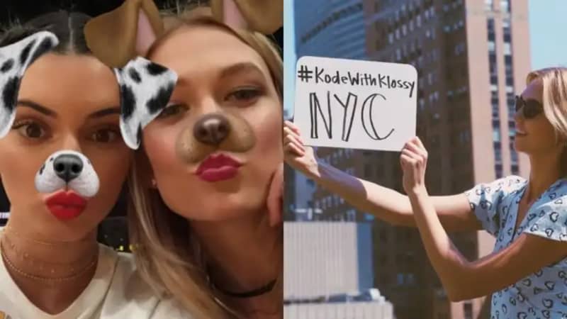 The Snapchat dog filter and using hashtags were all the rage in 2016, model Karlie Kloss reminds us with her throwback pictures.