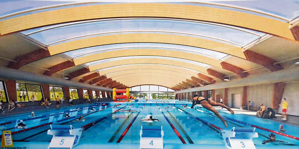 An original concept image of the 50-metre pool as part of the Olympic Pool Complex redevelopment project. Gisborne district councillors voted for “a change in scope and a new approach” to the complex after re-evaluating the design and costs.