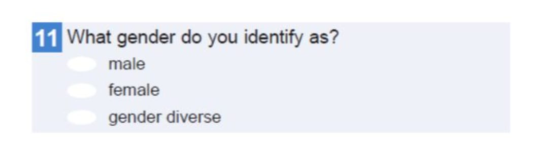 Census 2018 gender test question.