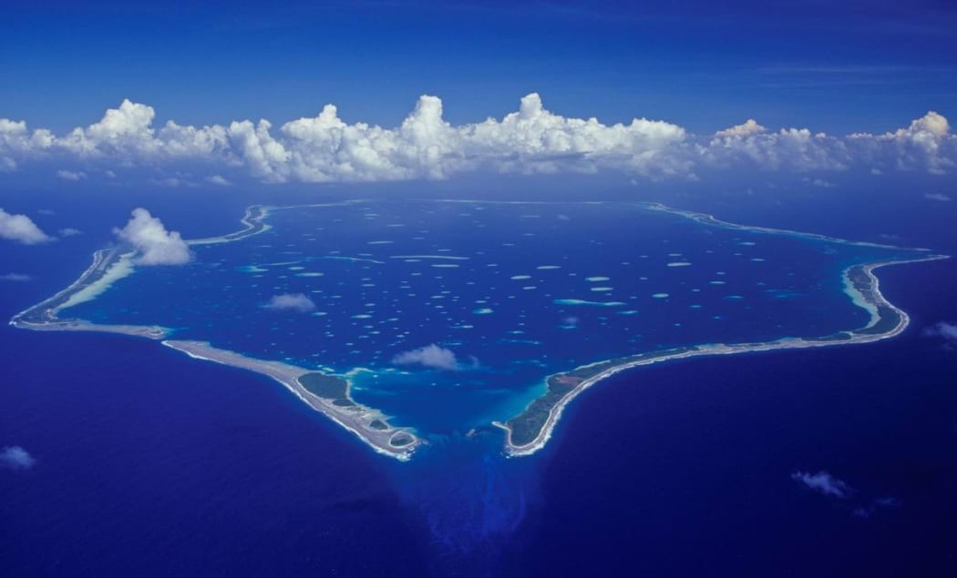 Aerial photograph of Penrhyn, also known as Tongareva in the Cook Islands.