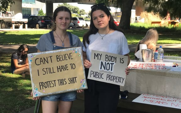 Katie Ashworth (left) and Stella Love Hart are marching against sexual harassment and assault.