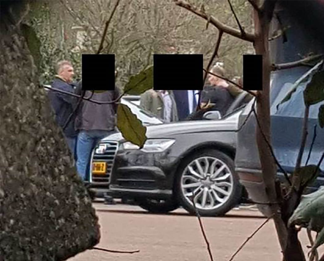 Alleged Russian agents in a parking lot near the OPCW in The Hague in April during the intervention of Dutch officers.