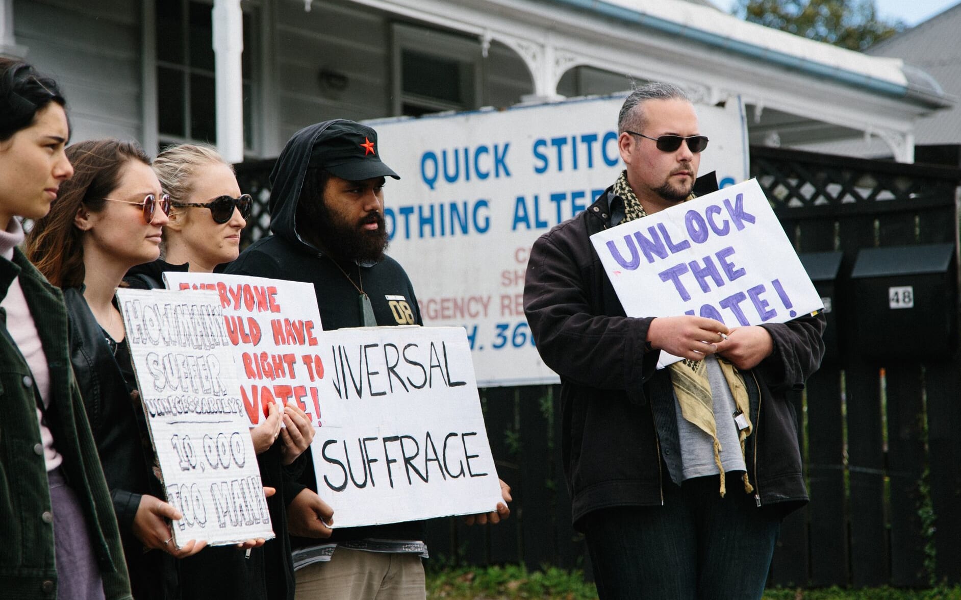 Opponents to the ban protested outside National MP Nikki Kaye's office