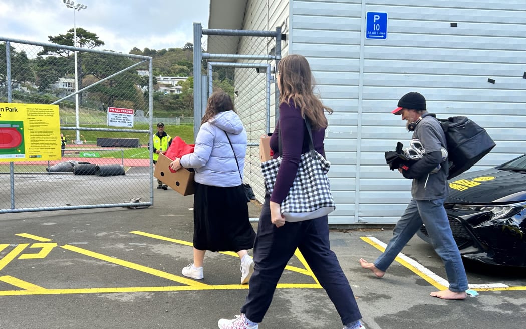 People rescued from the fire at Loafers Lodge on Adelaide Road were taken to a shelter in Newtown Park.
