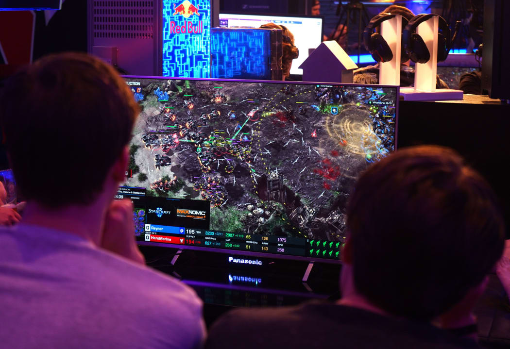 A game of Starcraft II at an Esports tournament.