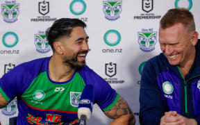 Shaun Johnson and Andrew Webster at the post match press conference.