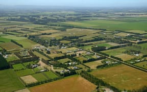 Aerial of small lifestyle blocks in Canterbury.