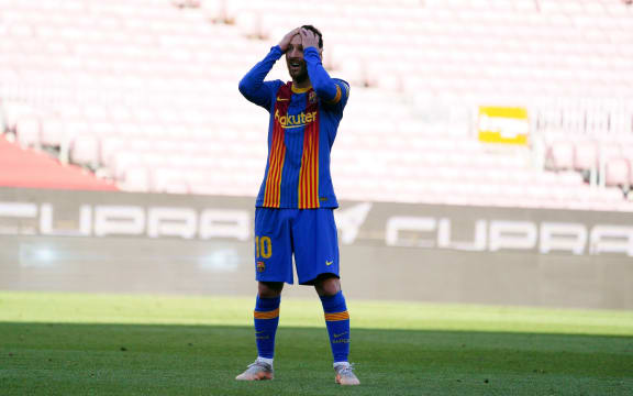 Barcelona star Lionel Messi at the  Camp Nou.