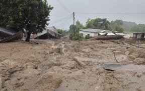 A general view of flood water in Malawi's Blantyre on 14 March, 2023, caused by heavy rains following cyclone Freddy's landfall.
