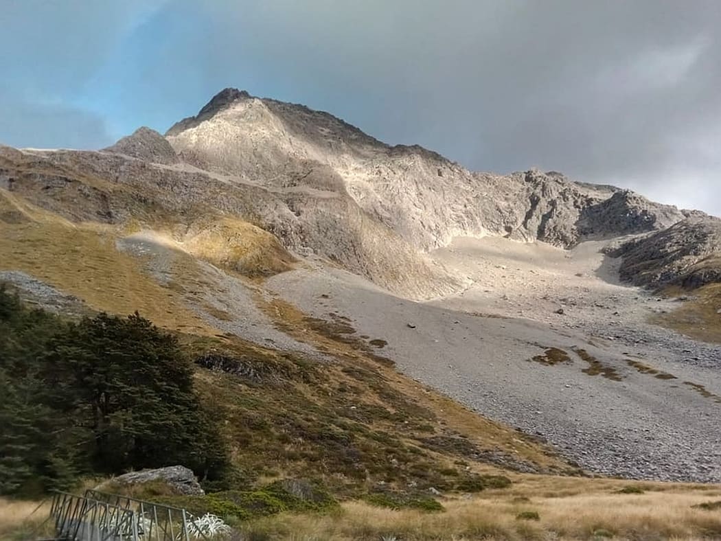 A view of high peak form the valley floor.