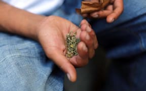 A man holds synthetic cannabis - New York.