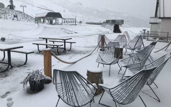 Tuesday morning snowfall at Otago's Cardrona Alpine Resort put a stop to summer activities like hiking and moutain karting.