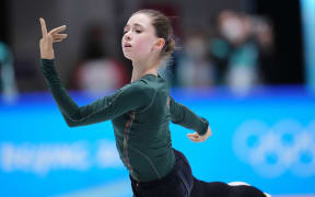 Kamila Valieva, Russian Olympic Committee figure skater, attends a training session in Beijing, China on February 12, 2022.