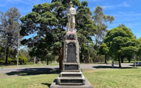 A vandalised Anzac memorial in Parkville has been cleaned, but some red paint remains.