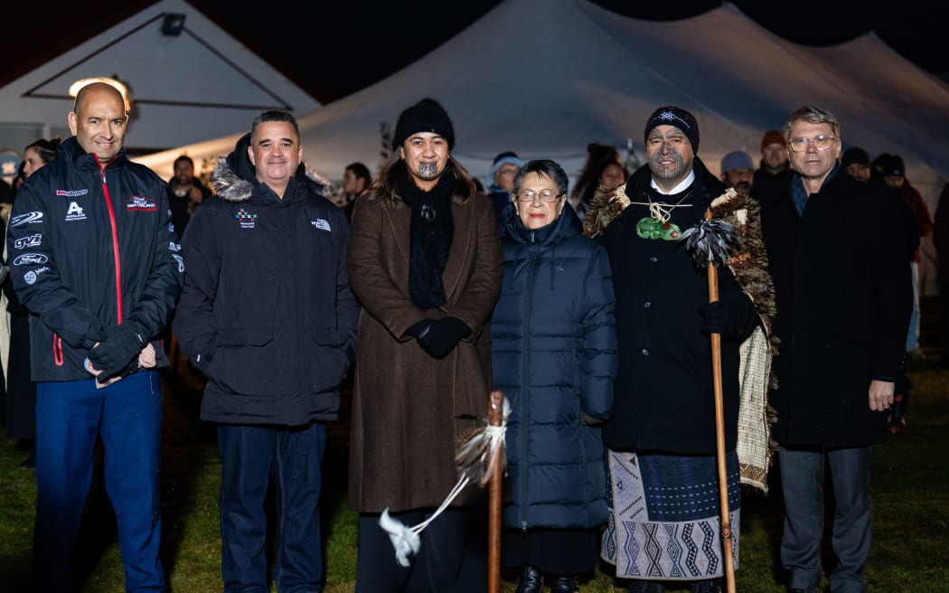 From left: Tama Potaka, Rangi Mātāmua, Te Arikinui, Vera Wilson, Che Wilson and Paul Goldsmith
