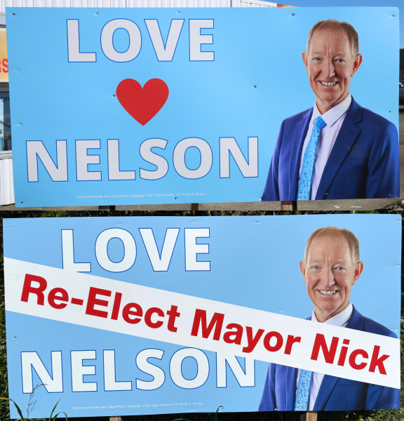 Nick Smith updated his election signs midway through his campaign. The initial version has been dubbed “a massive message fail”.