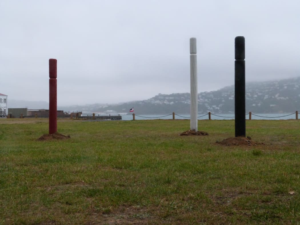 Protesters erected pouwhenua on the land to represent their disapproval of the Shelly Bay land being sold to developers.