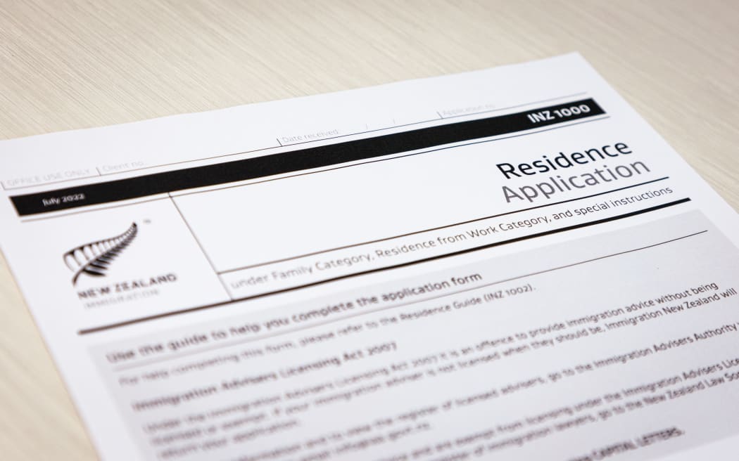 Immigration New Zealand visa application form, residence visa.