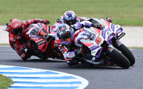 Johann Zarco of France for Prima Pramac Racing leads during the 2023 Australian Motorcycle Grand Prix